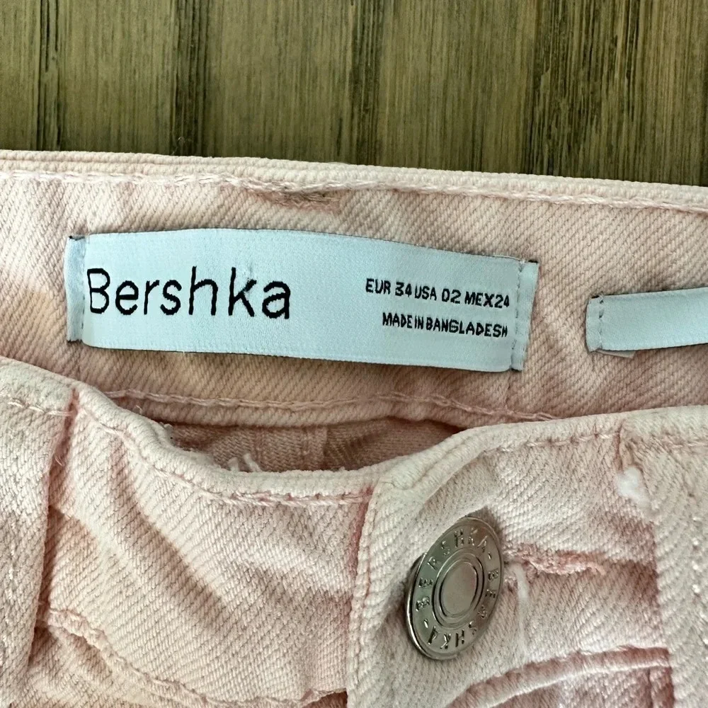 Bershka Light Pink Distressed Ripped‎ Wide Leg Jeans 2